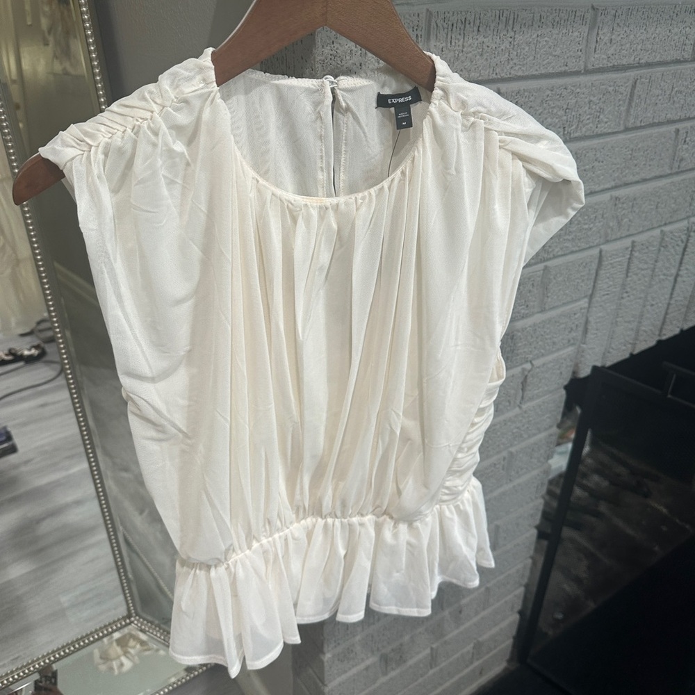 Express Cream Gathered Blouse
